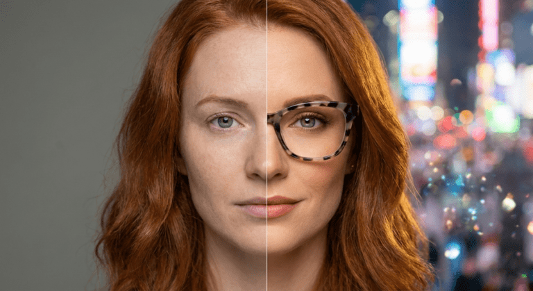 Comparaison avant-après : comment choisir des lunettes adaptées à un visage ovale chez 9Optic Béziers.